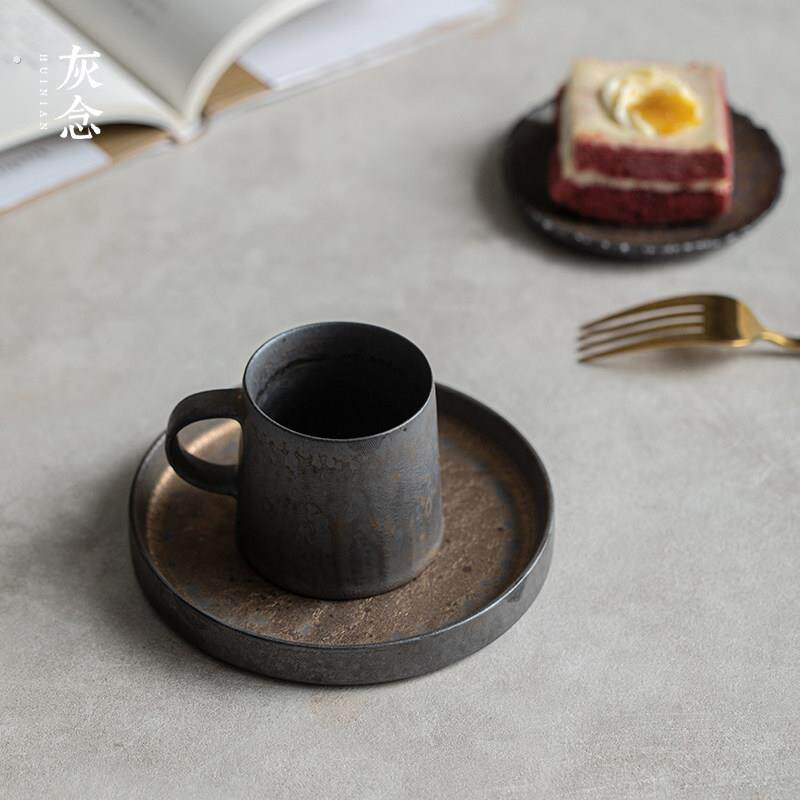 灰念咖啡杯底碟干泡壶承盘粗陶杯垫茶承家用覆古功夫茶具配件茶托