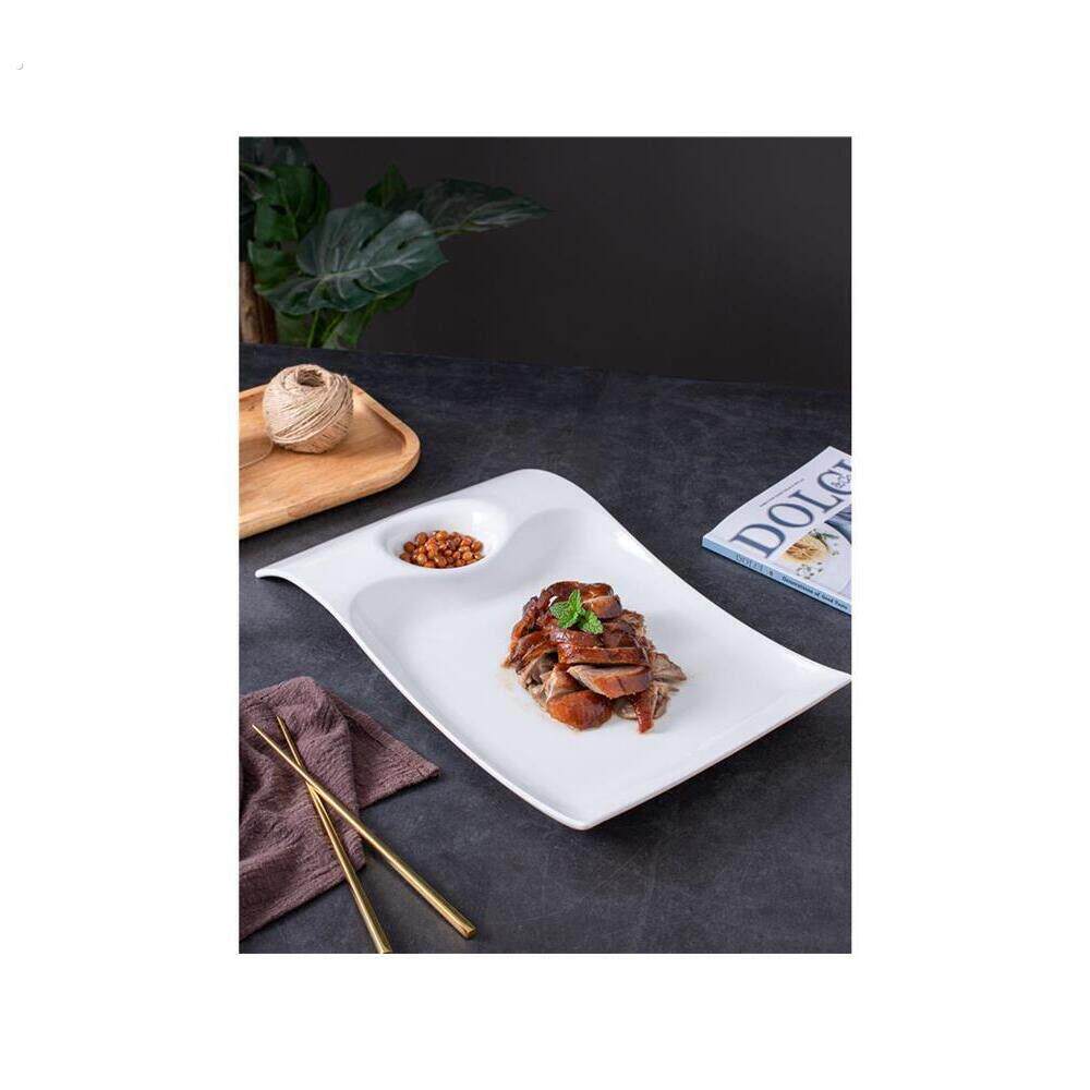 盛饺子的托盘吃虾盘烤鸭专用盘高档酒店餐具中式菜盘不规则创意饺