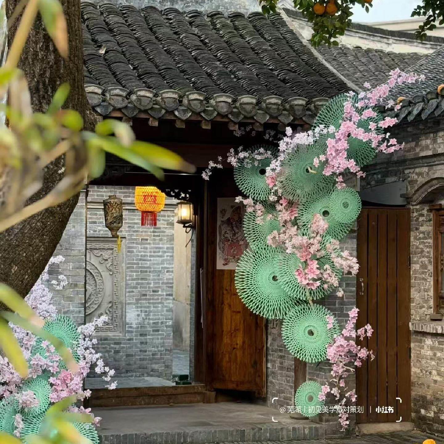 新中式非遗手工竹编壁挂小院渐层油纸伞墙面壁挂饰咖啡店空间美陈