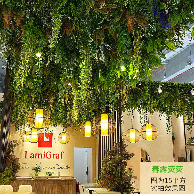 仿真绿植吊顶装饰顶部天花板软装造景网红直播间饭店树藤婚庆假花