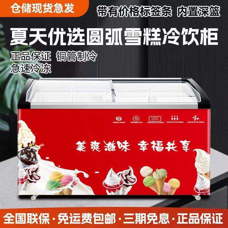 冰柜商用大容量雪糕柜弧形玻璃门单双温冷藏冷冻铜管速冻展示柜