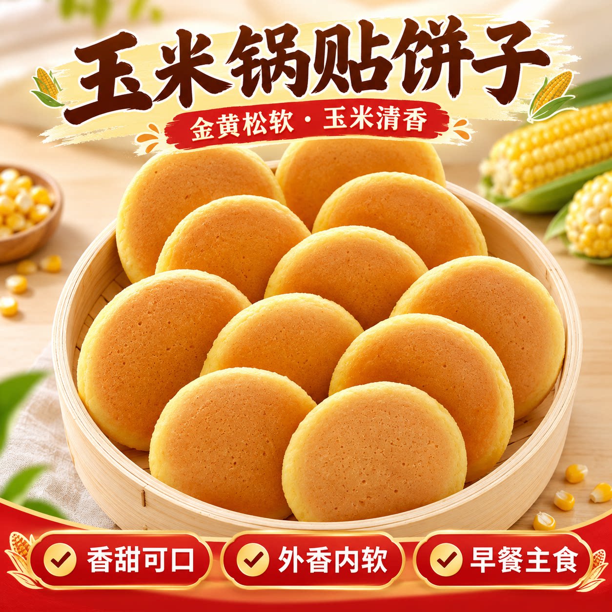粮溪谷巷无蔗糖玉米锅贴饼