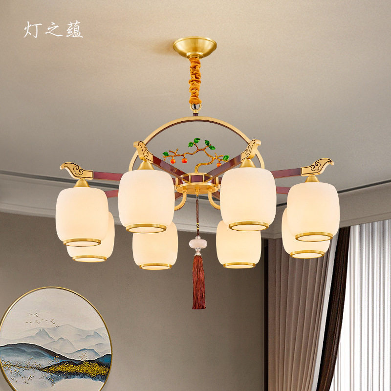 新中式全铜客厅灯简约现代大厅主灯中国分禅意茶室餐厅灯2023新款