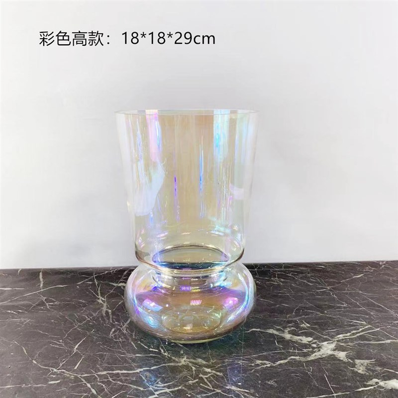 北欧玻璃电镀银色奖杯花瓶家居插花客厅装饰品摆件艺术售楼处饰品
