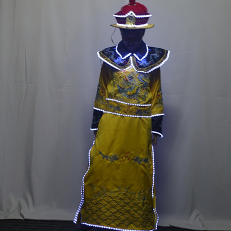 LED发光皇帝服装龙袍古装夜店酒吧演出表演道具服务生传酒衣服