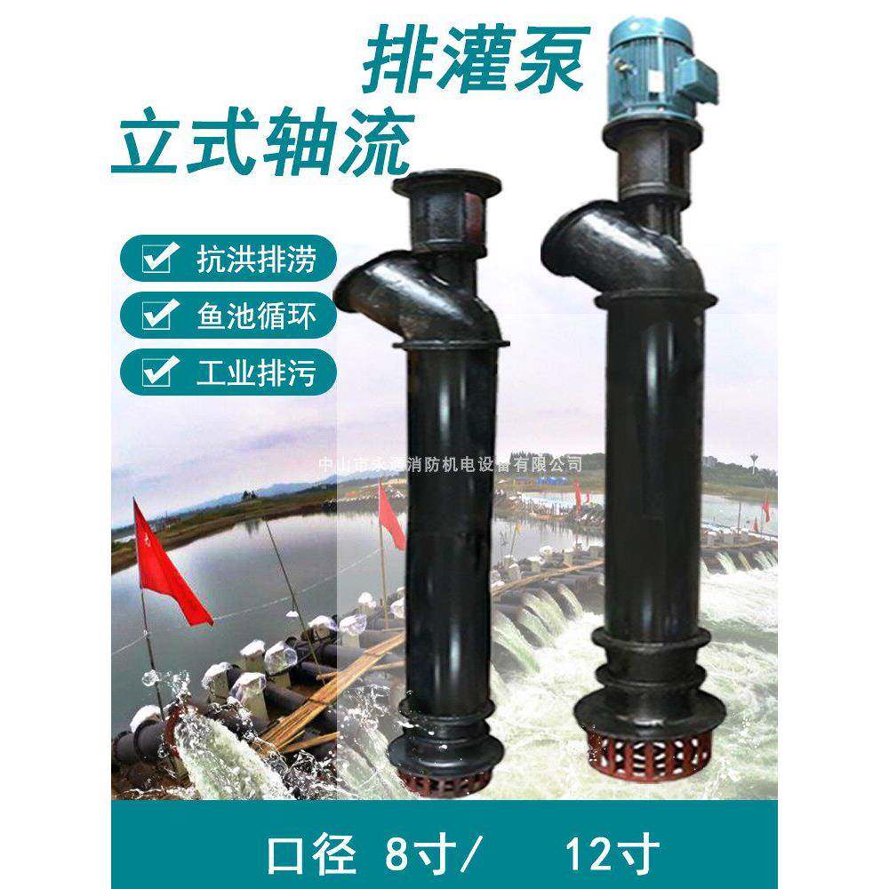 洪业小型农用水泵厂6寸轴流泵14寸大排量液下抽水山塘农田输送