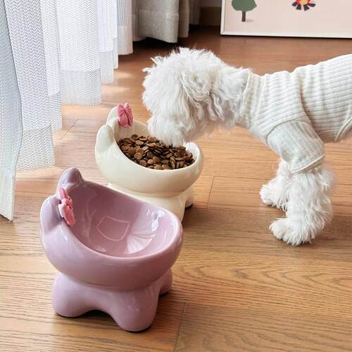 宠物碗高脚狗盆狗碗猫碗猫食盆陶瓷防打翻慢食碗护颈猫碗增高架