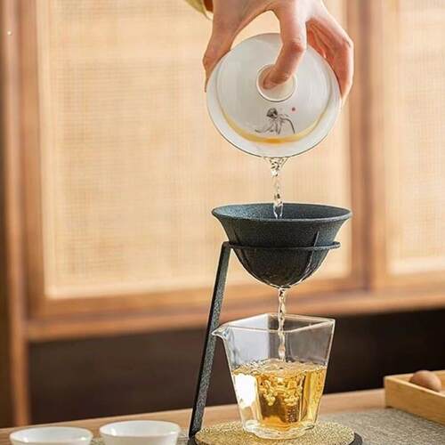 滤网茶茶滤一体一体茶漏成型茶滤无孔公道泡茶杯茶水神器分离茶漏