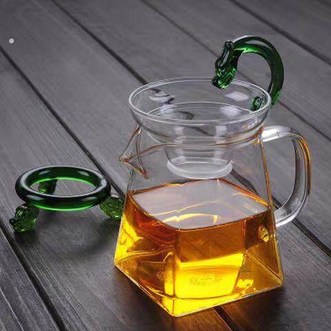 玻璃加厚公道杯耐热过滤茶器带茶隔漏网功夫茶具茶海四方公杯