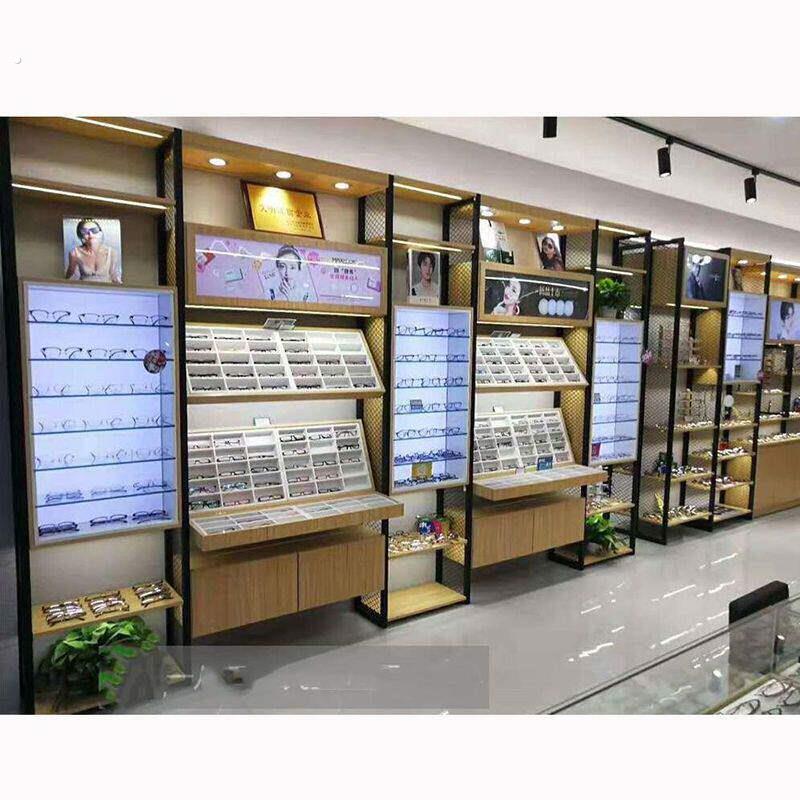 眼镜展示柜格子免漆板立式铁架眼镜柜中岛展示柜台太阳眼镜店定制