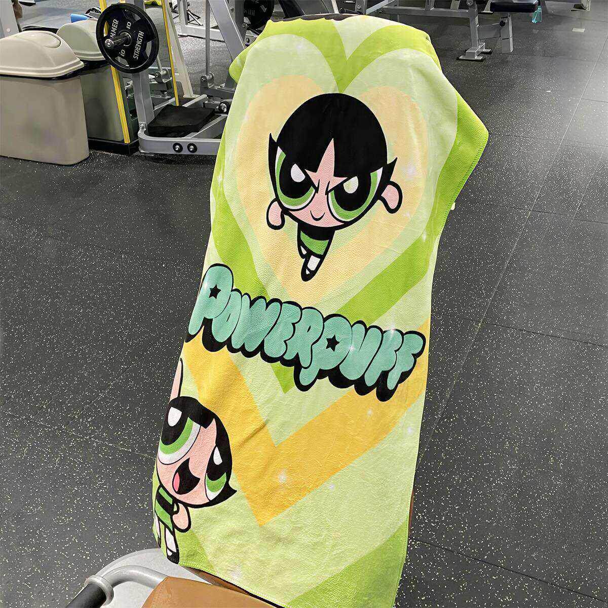 飞天小女警健身吸汗毛巾双面可用隔脏撸铁垫巾超细纤维跑步沙滩巾