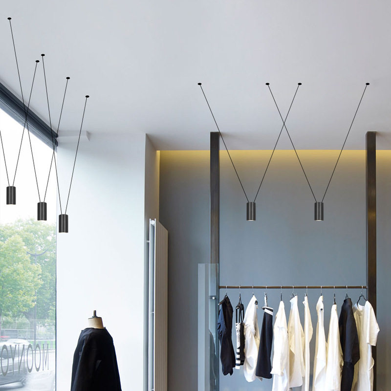 服装店吊灯 创意现代轻奢餐厅吊灯服装店吧台灯 商用线条几何吊灯