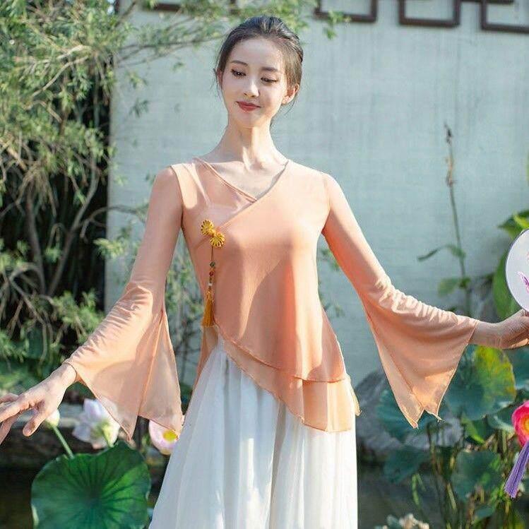 形体服装高级感舞韵瑜伽服飘逸仙气古典舞身韵女夏纱衣民族舞上衣