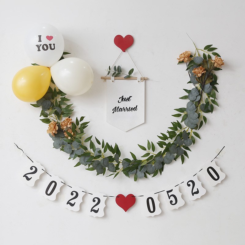惊喜氛围布置结婚一周年纪念日求婚浪漫气球场景周年庆装饰情人节