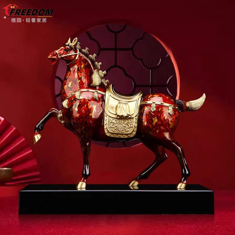 轻奢全铜唐马工艺品摆件客厅玄关办公室马到成功装饰开业新年送礼