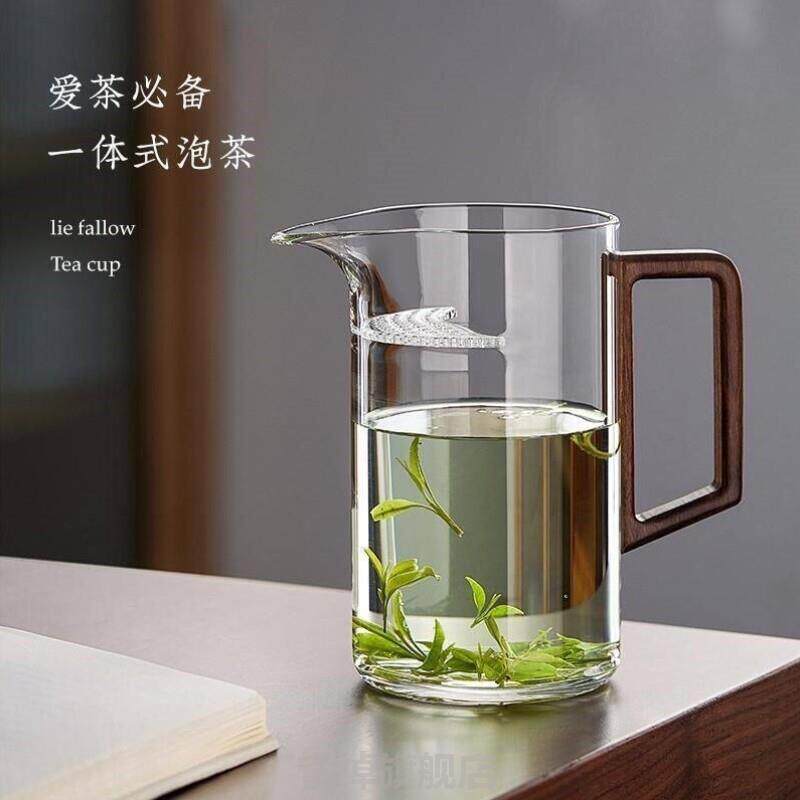玻璃茶壶木把月牙过滤茶水分离绿茶泡茶器电陶炉煮茶透明功夫茶具