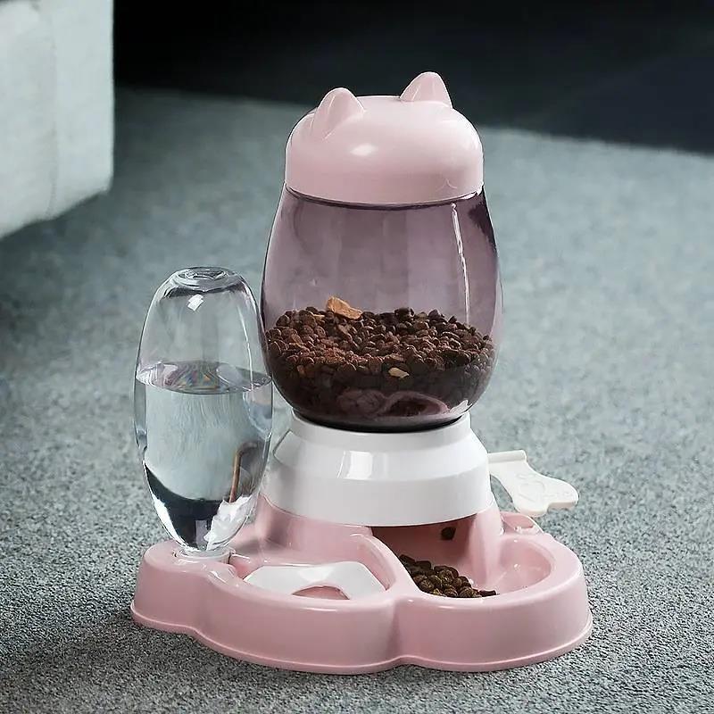 猫咪自动喂食器小猫碗双碗饮水一体按压式自助喂食器猫粮宠物狗盆