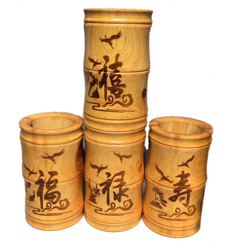 崖柏笔筒竹节木质笔筒学生教师办公室桌面收纳筒摆件致青春可刻字