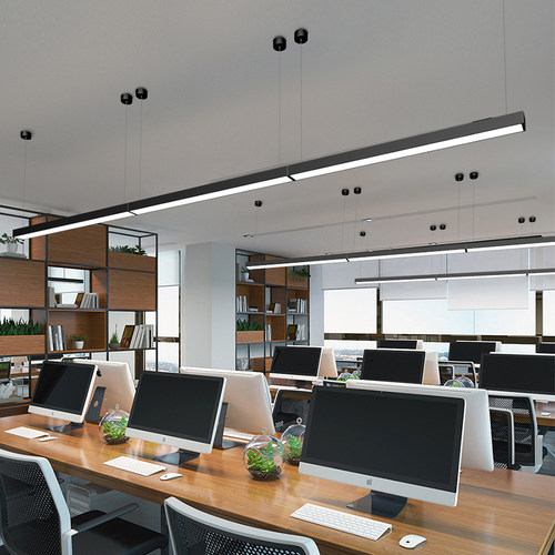 ?LED长条灯办公室吊灯 现代简约商用店铺造型灯具创意工作室条形