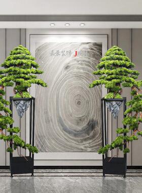 新中式落地装饰大摆件迎客松彷真绿色植物商场会所酒玄关室内造景
