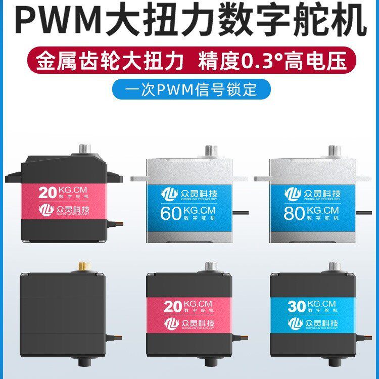 众灵科技高精度PWM防堵转舵机图片