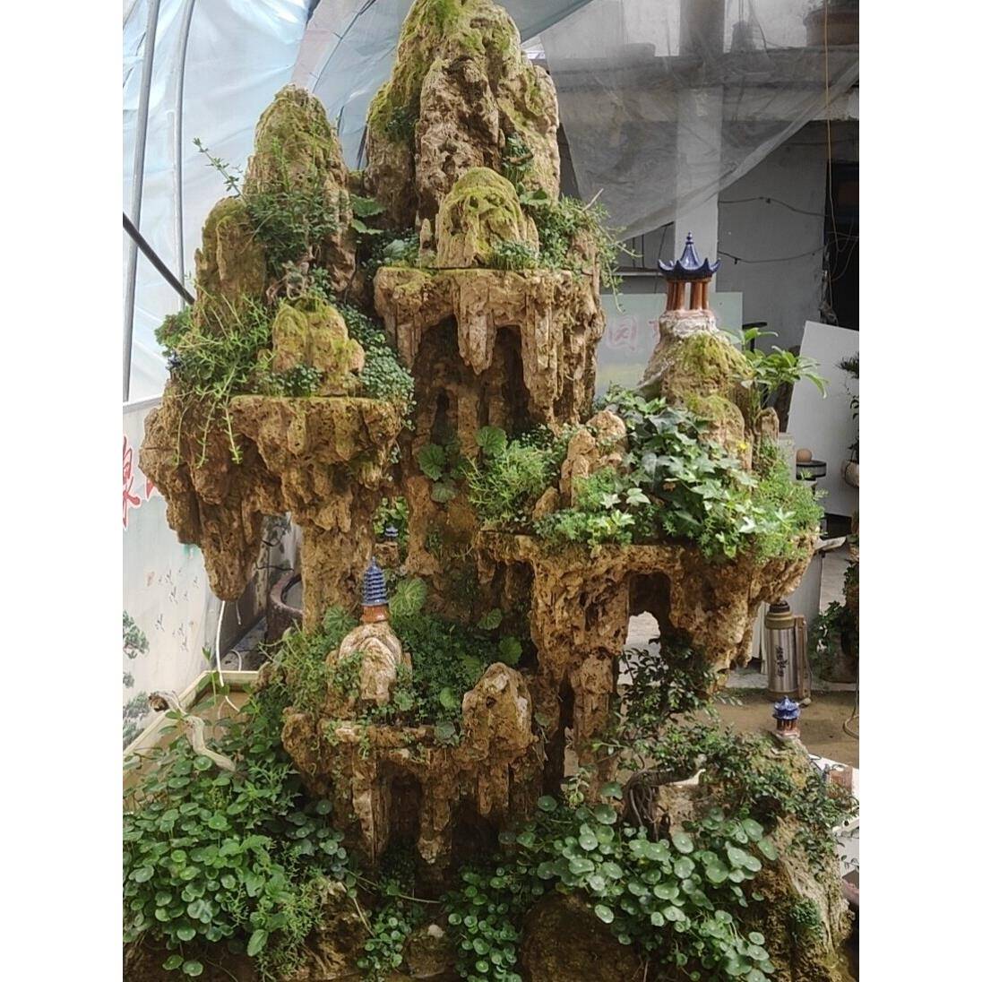 吸水石天然原石假山石头盆景庭院造景石上水石真石头山水自然景观