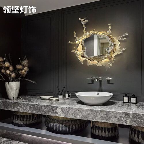 瑞水之镜壁灯设计师艺术玄关装饰客厅氛围灯洗手间水花梳妆镜子灯