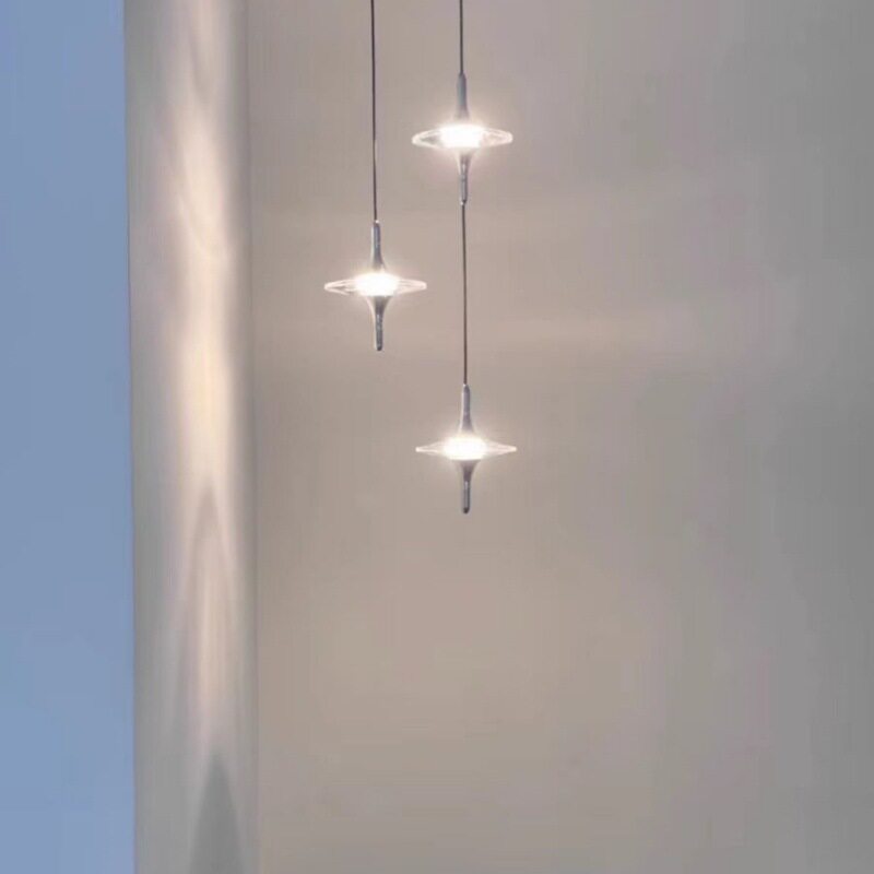 水晶楼梯吊灯现代简约高级感轻奢过道走廊星雨餐厅卧室床头吊灯