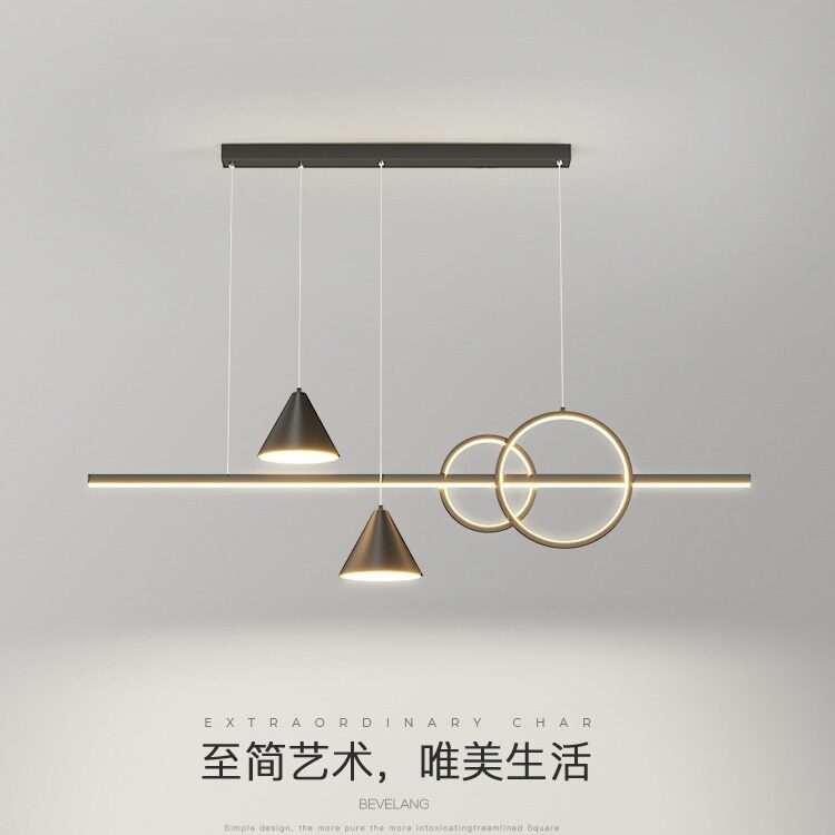 北欧轻奢设计师LED长条餐厅吊灯
