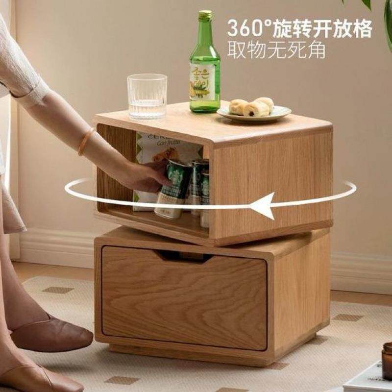 全实木橡木樱桃木边几沙发边柜角几落地式旋转茶几卧室收纳床头柜