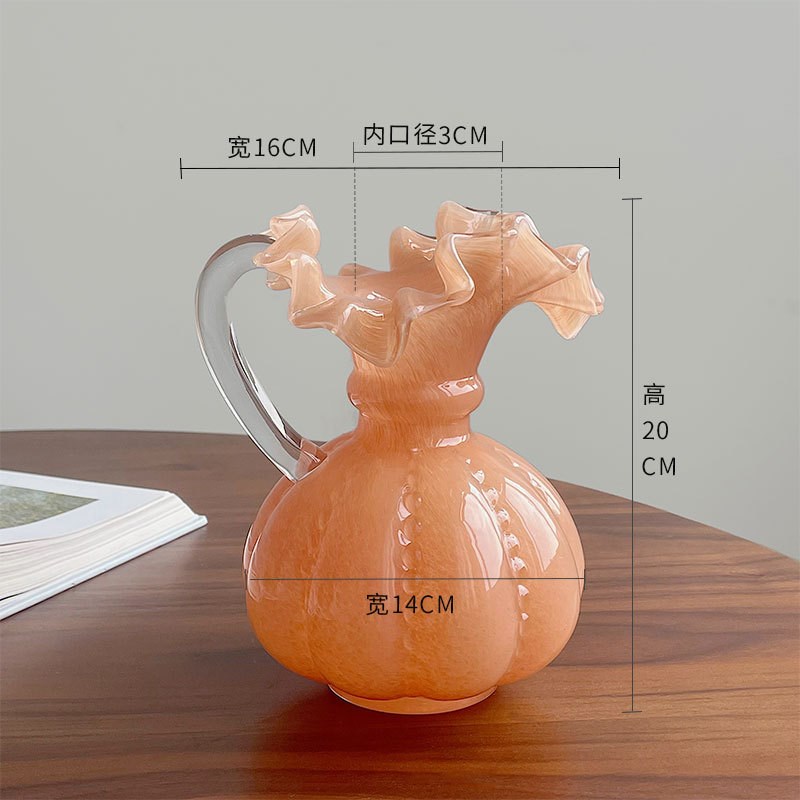 复古中古芬顿琉璃玻璃花瓶高级感创意室内餐桌面客厅插花装饰摆件