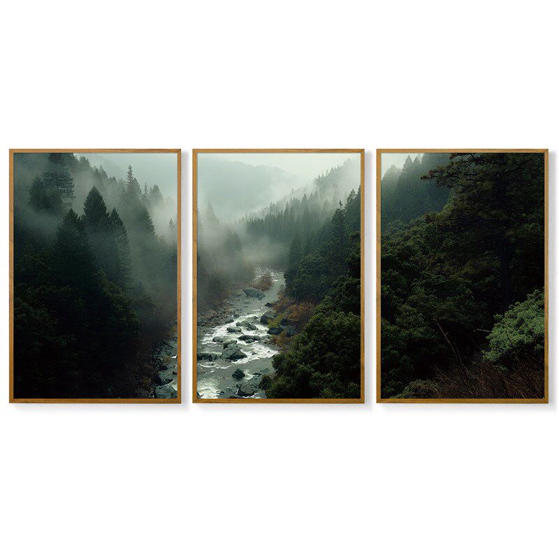亚马逊简约带框复古油画卧室挂画防水帆布画芯抽象风景客厅装饰画