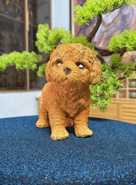 纯铜泰迪宠物小狗桌面摆件铜雕客厅家庭装饰品