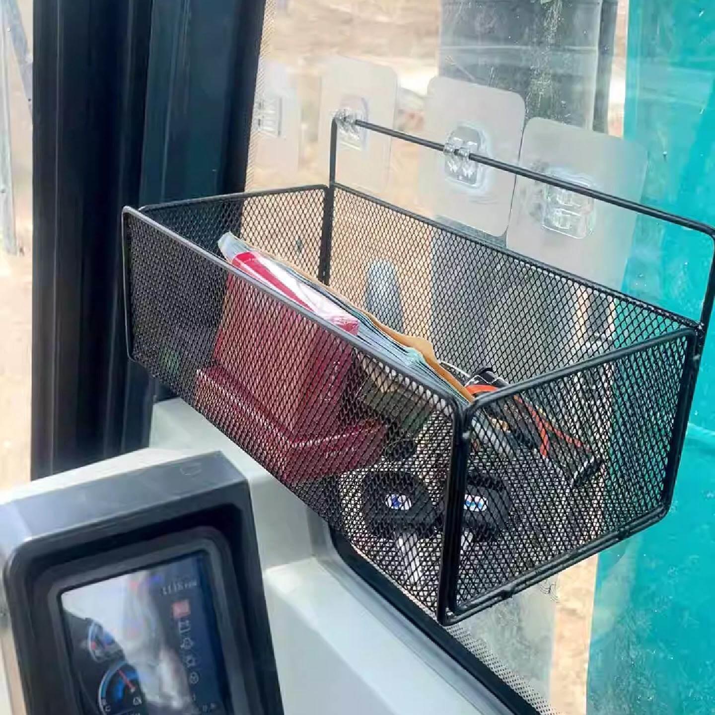 挖土机储物盒多功能车载驾驶室用品置物架怪手收纳盒黏贴式吸盘式
