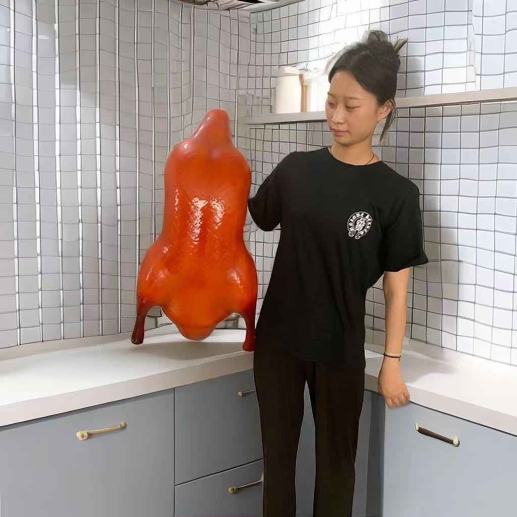 仿真烤鸭四系果木色模型假鸭子充气烤鸭大号北京烤鸭模型摆件模具