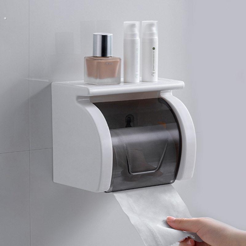壁挂式纸巾盒免打孔防水厕所卷筒卫生纸架化妆室卷筒纸挂架卫生纸