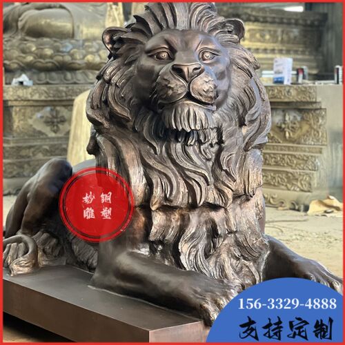 唐县汇丰狮铜雕塑摆件 单位门口铸铜全铜欧式狮子大型雕塑装饰