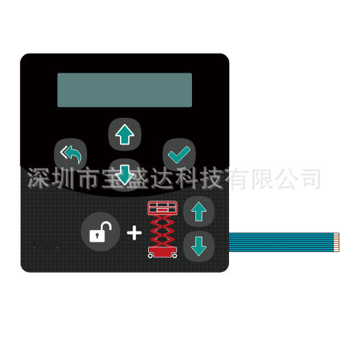 pvc压防水带灯亚克力面板摆杆检测轻触薄膜按键双色LED开关