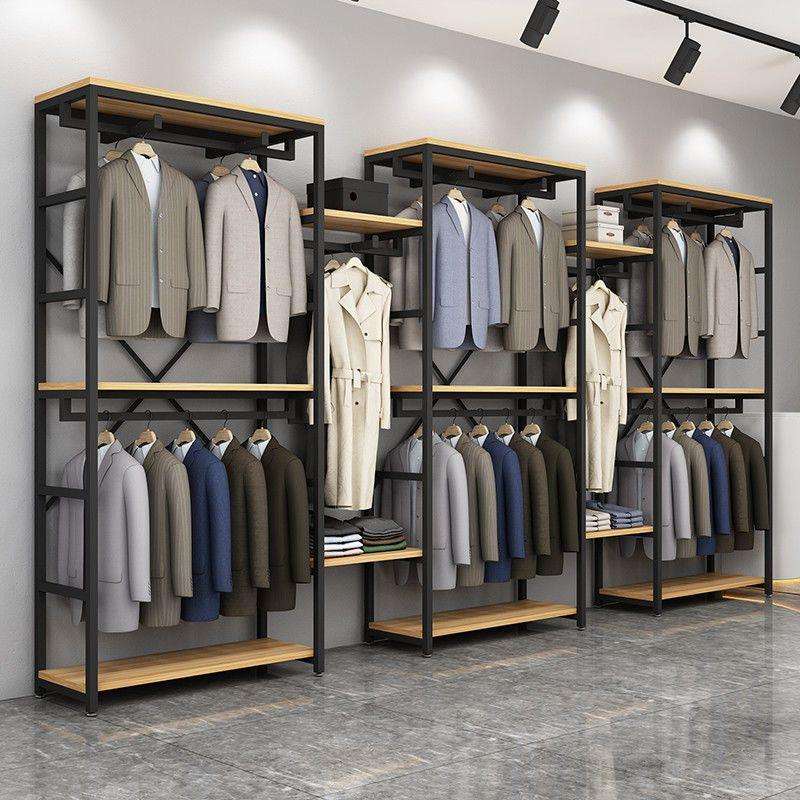 服装店展示架挂衣架落地式双层童装陈列架组合透明男夹层多层货架