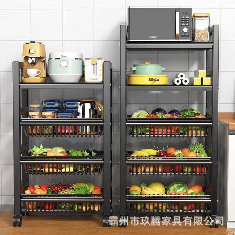 厂家直销多功能厨房抽屉式蔬菜架微波炉调料架大容量可移动收纳架