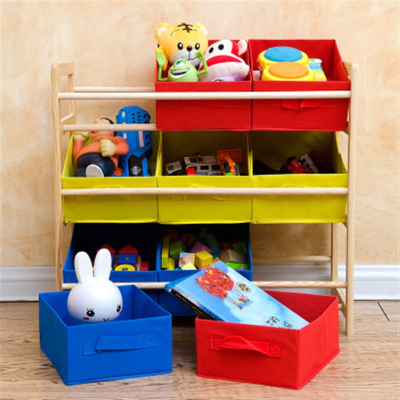 实木卡通玩具架幼儿园宝宝玩具收纳架卡通布抽玩具箱 工厂直销