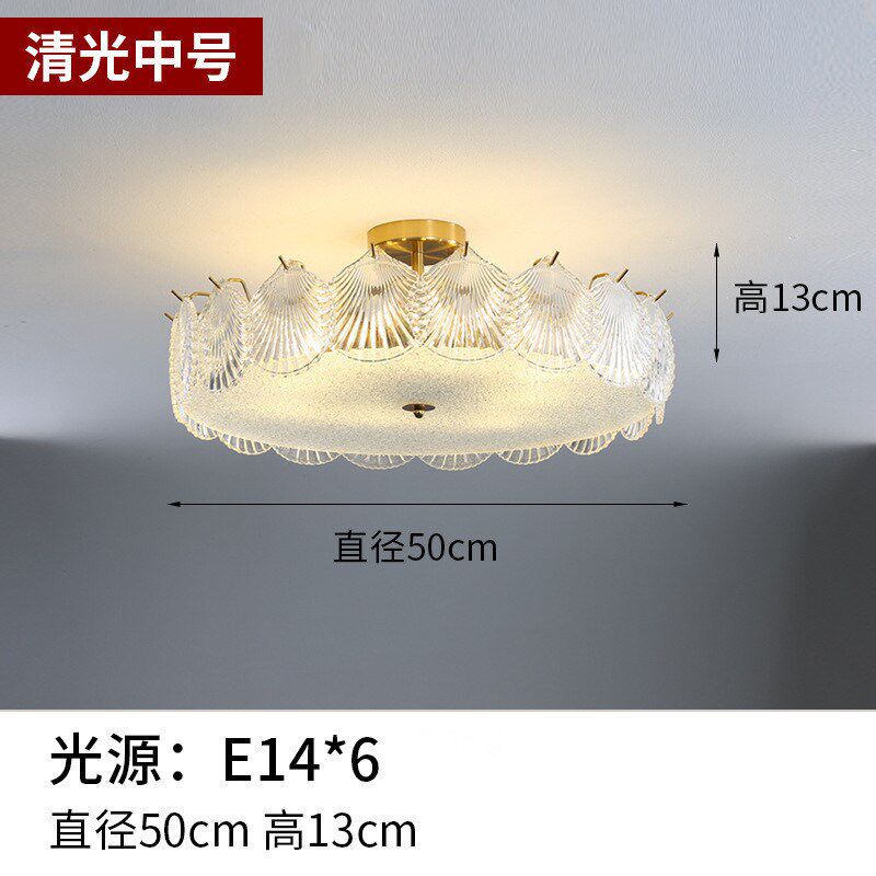 新款网红浪漫贝壳水晶吸顶灯客厅水晶玻璃吸顶灯现代公主房卧室灯