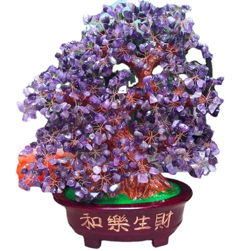 水晶招财树摇钱树发财树家居装饰品办公室桌客厅创意工艺品小摆件
