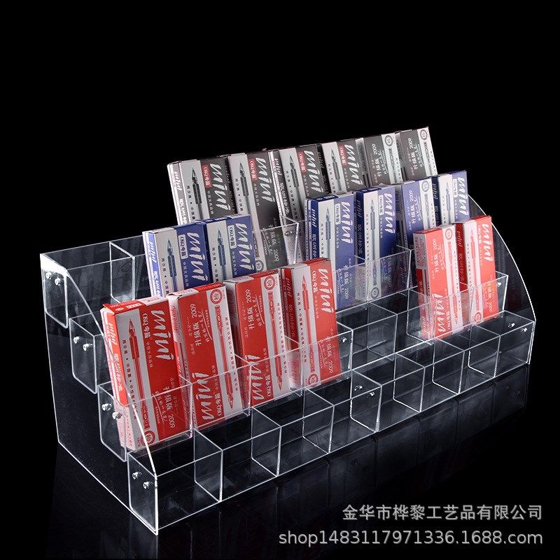 笔架文具店展示架阶梯笔架柜台亚克力上下笔架透明手账本册架图片