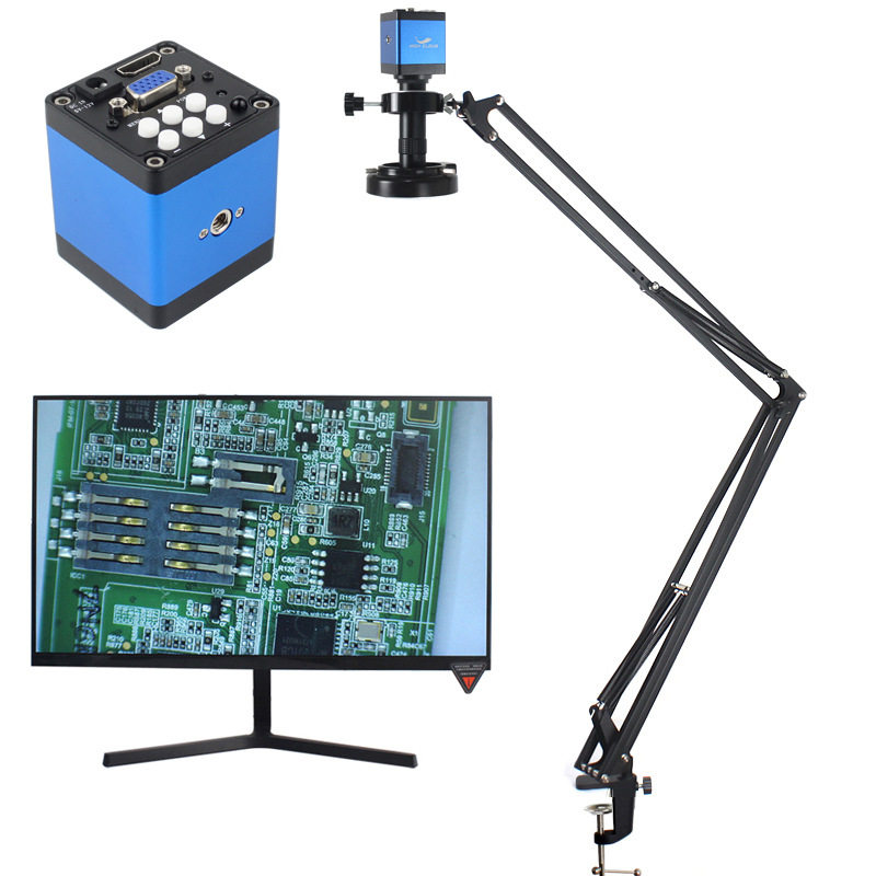 1080P高清 HDMI VGA接口130倍悬臂支架工业电子显微镜相机带遥控