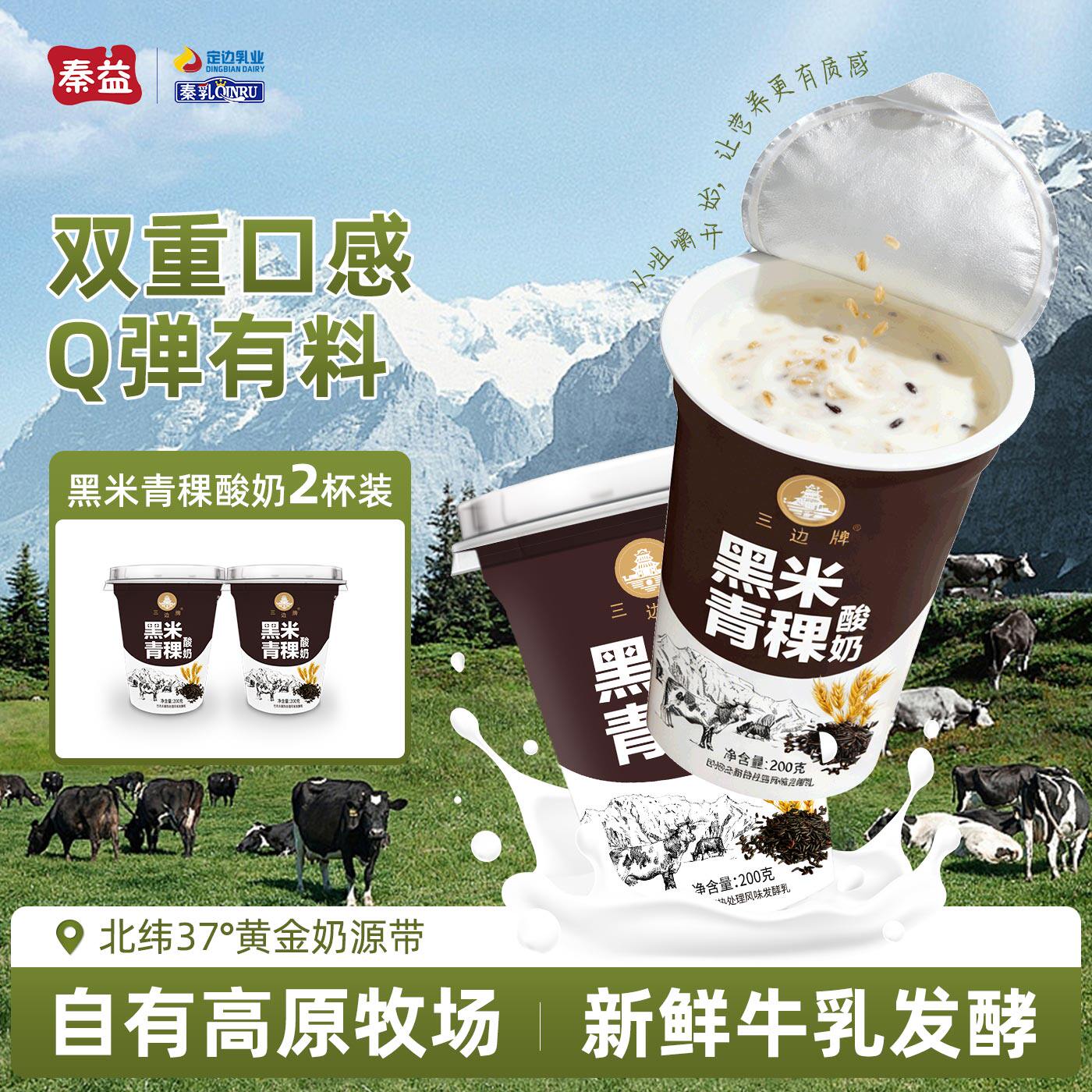 秦益黑米青稞酸奶营养补充蛋白质钙早餐奶嚼劲颗粒液态奶