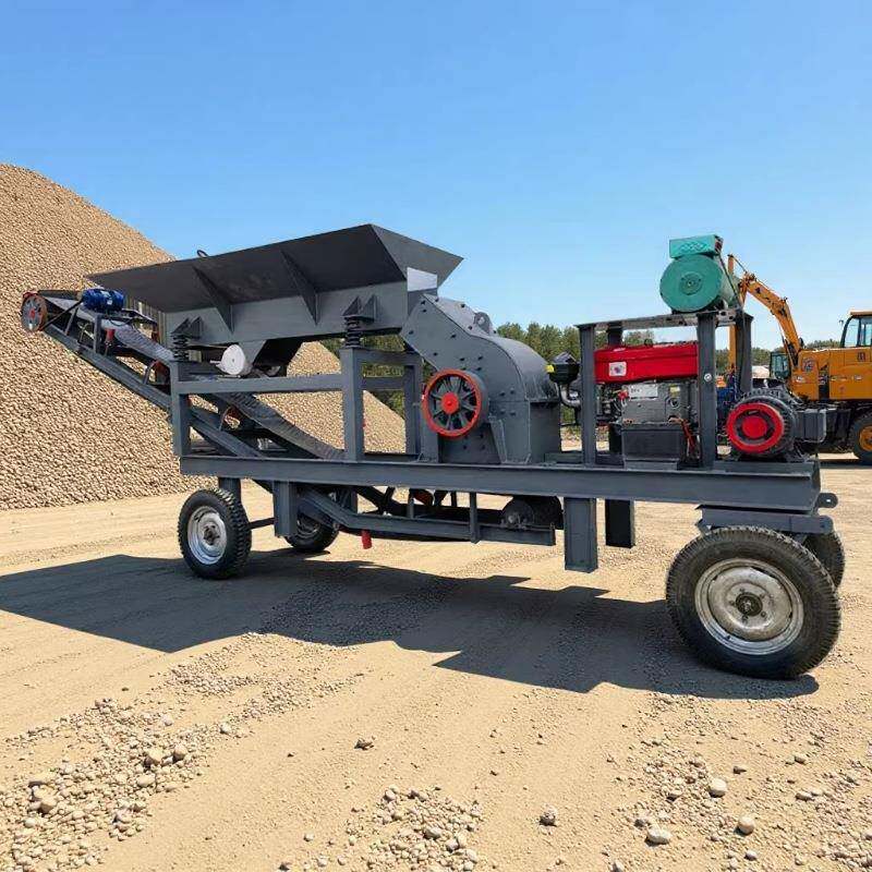 锤式破碎机砖头石块碎石机建筑垃圾粉碎机鹅卵石煤矸石移动制砂机