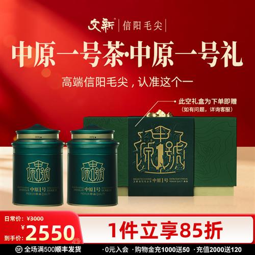 文新信阳毛尖绿茶2025新茶明前珍品中原一号100g茶叶年货送礼盒装