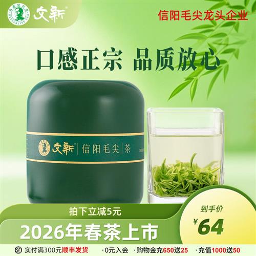 文新信阳毛尖绿茶 2025新茶明前特级 嫩芽叶罐装50g