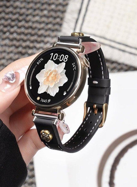 适用于华为gt6手表带gt5pro女士gt432时尚watch5新款山茶花皮